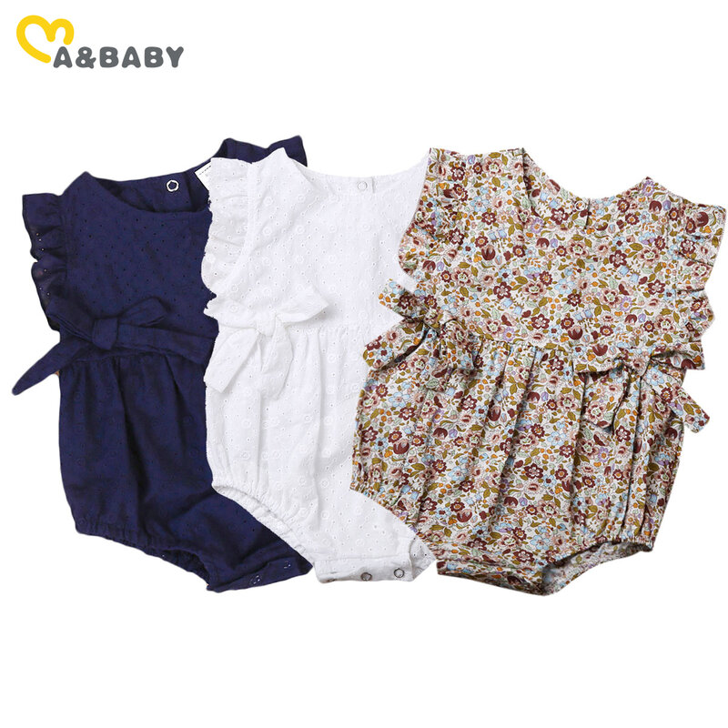 Macacão infantil com babados, roupinha de verão para bebês recém-nascidos, macacão, laço, roupas de bebê