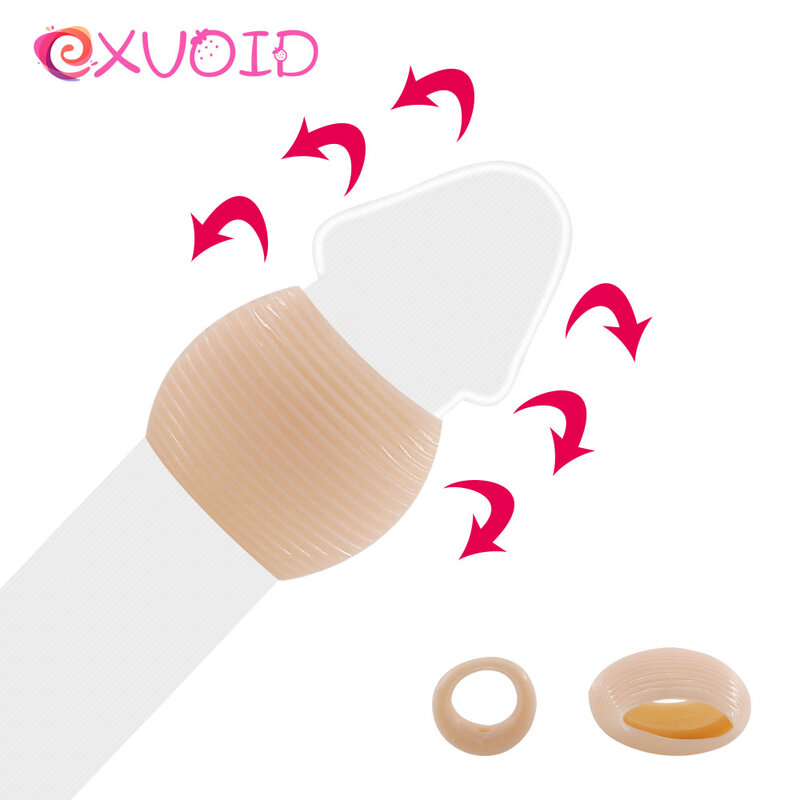 EXVOID 2 unids/set la erección del pene productos adultos de retraso de eyaculación para pene anillo de silicona elástica de pene anillo juguetes sexuales para hombres