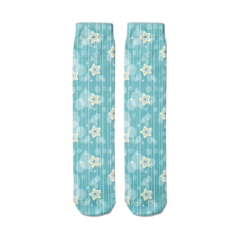 Mode 3D Druck Stern Muster Frauen Socken Harajuku Kawaii Weibliche Socken Hohe Ankle Winter Warme Casual Mädchen Socken