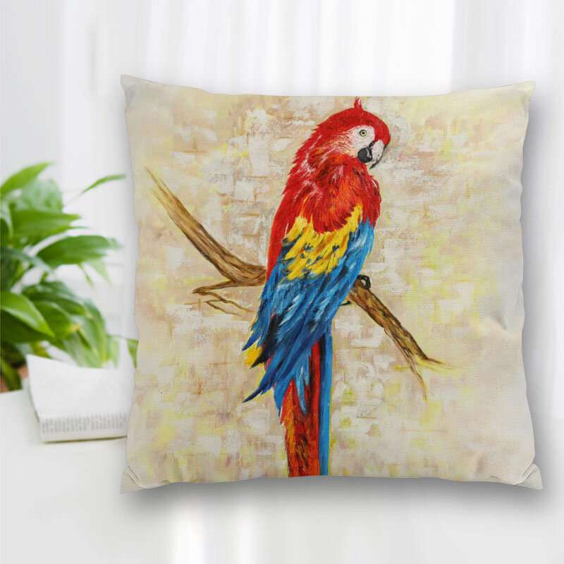 Hot Sale Custom Decorative Pillowcase Bird Painting Square Zippered Pillow Cover Best Nice Gift 20X20cm 35X35cm 40x40cm