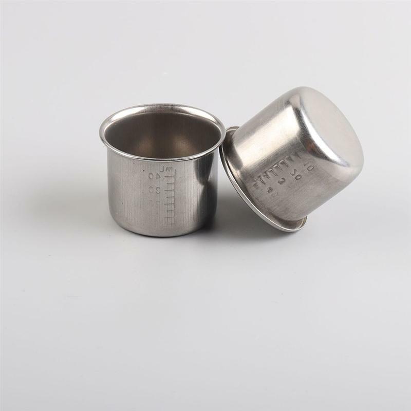5Pcs 40ml Laboratory Sample Collection Transparent Cup Steel Measuring Cups