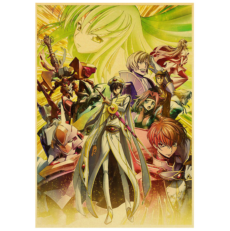 Hot Anime Code Geass Lelouch of The Rebellion Vintage Posters Kraft Paper Sticker DIY Room Home Bar Cafe Decor Art Wall Painting