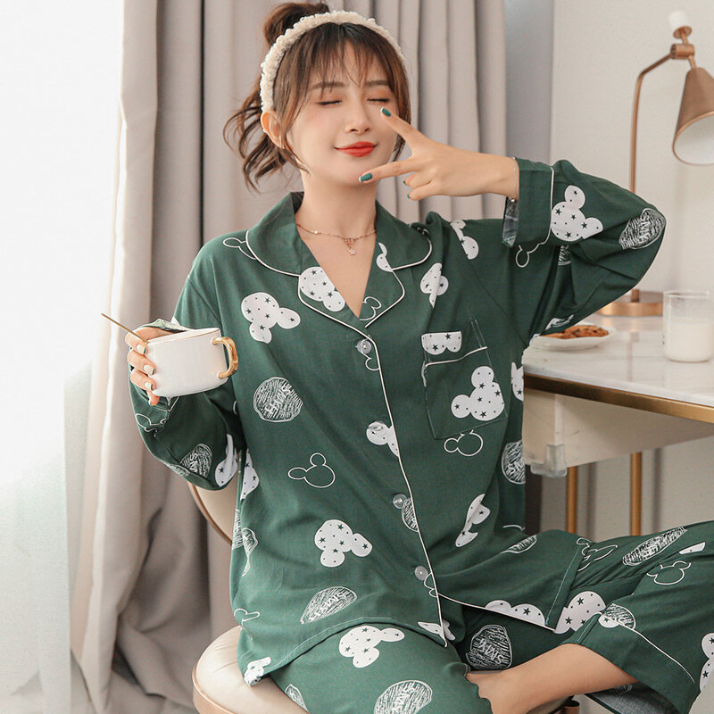 Weimi pijamas de algodão artificiais, pijamas para mulheres, para primavera e outono, roupas caseiras, moda japonesa, para verão, adequados para o uso diário