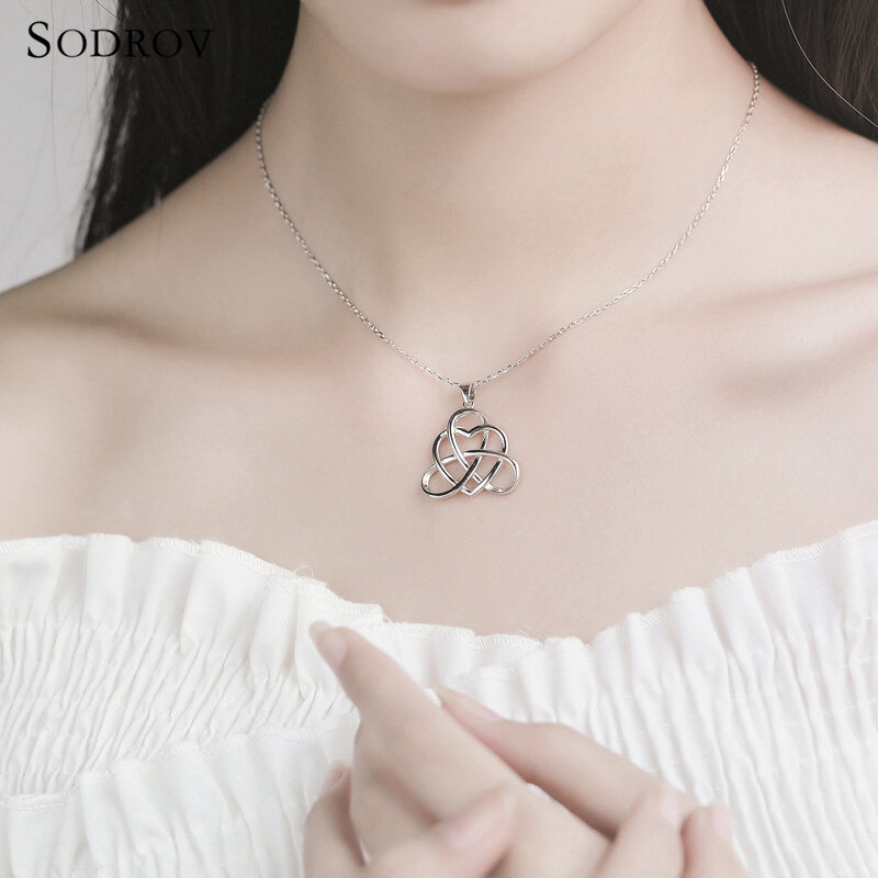 Sodrov Аутентичные 925 пробы серебряные подвески, очаровательные ожерелья/Элегантные полые сердца, ювелирные украшения, подарки