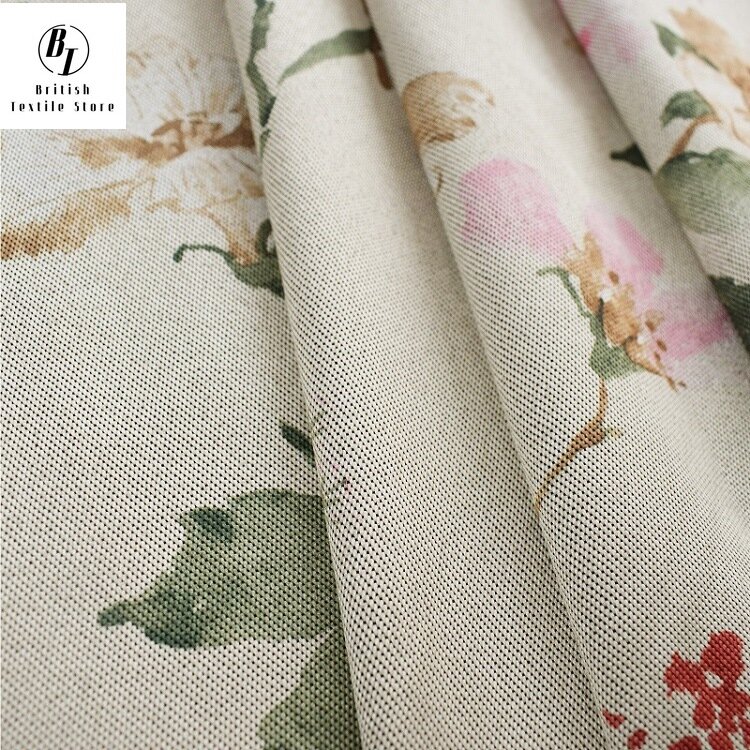 American Retro Printed Curtains for Living Room Pastoral Style Floral Blinds Faux Linen Drapes for Bedroom Window Treatments