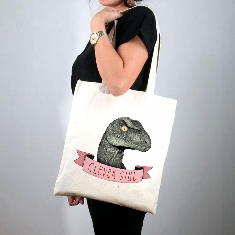 2021 Shopper Clever Girl osobowość drukowana torba materiałowa kobiety Harajuku torba na zakupy dziewczyna torba na ramię na zakupy damska torebka płócienna