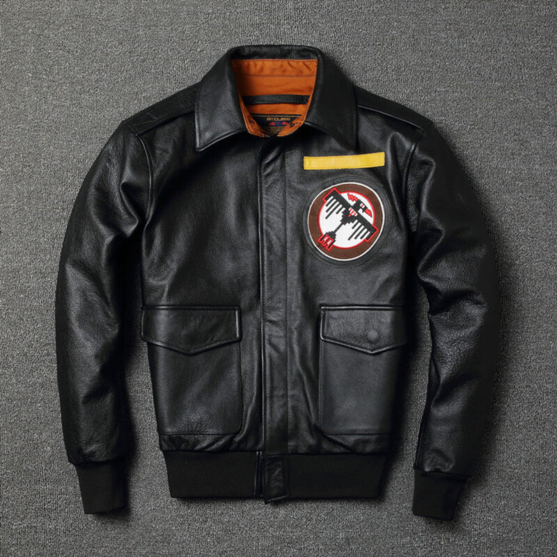 Мужская кожаная куртка, классический стиль A2, летная куртка-бомбер, теплая толстая кожа, бесплатная доставка