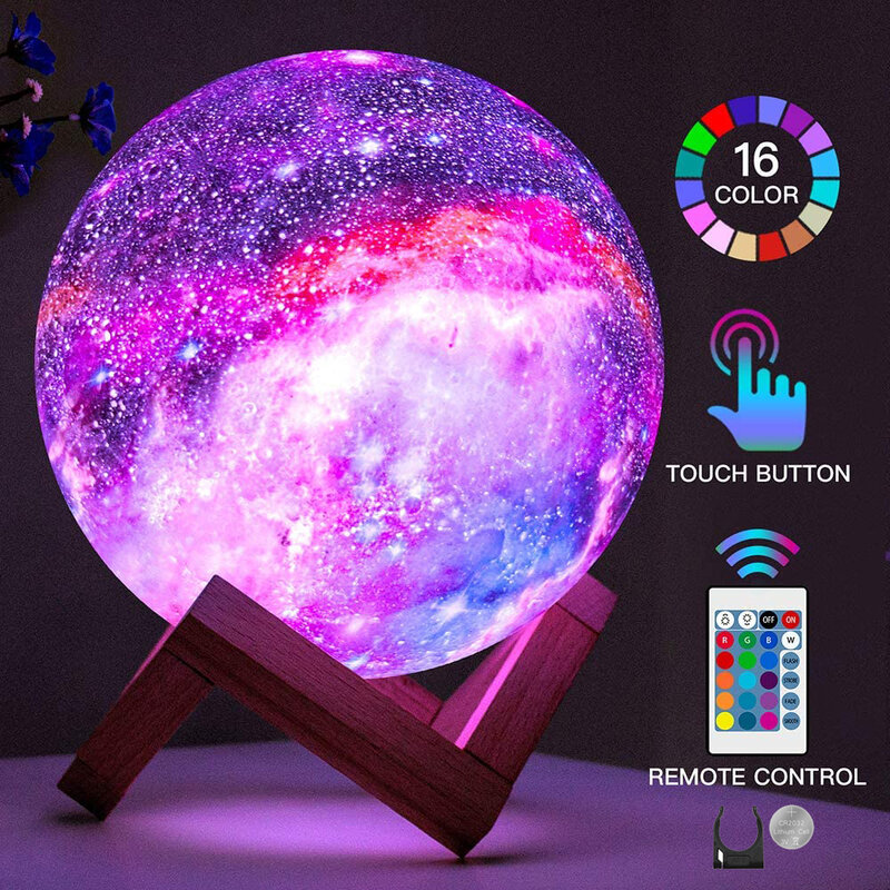 Leadly Geschilderd Starry Nachtlampje Maan Lamp 3D Touch Home Decor Creative Gift Usb Led Nachtlampje Galaxy Lamp Led maan Licht