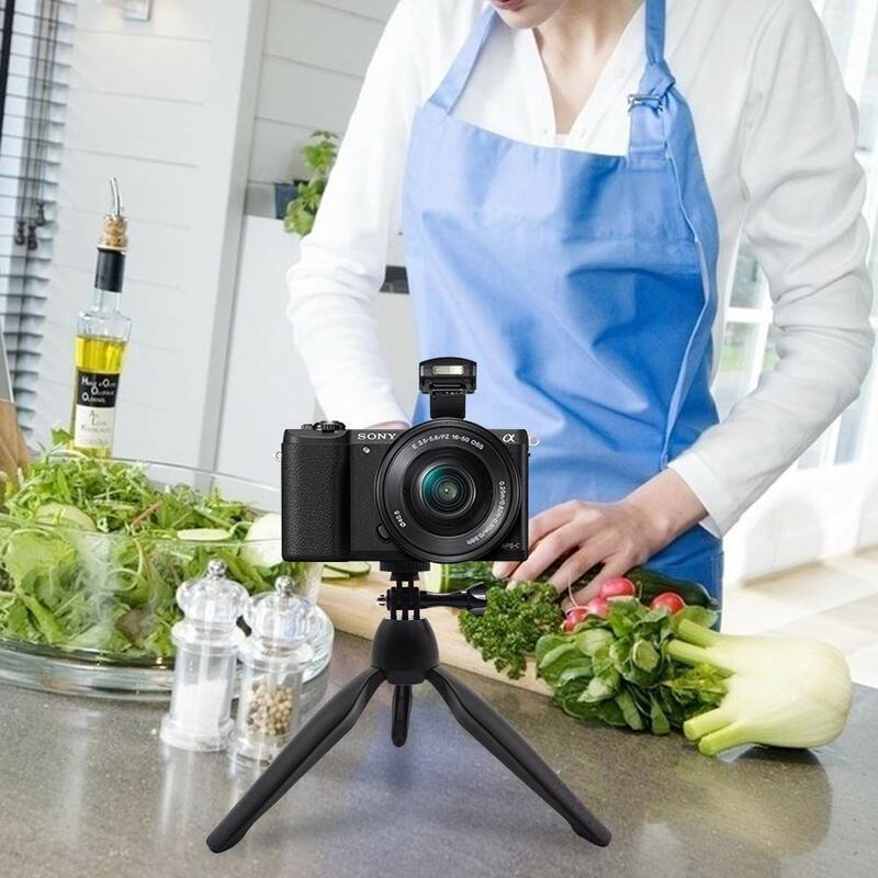 Mini tripé para câmera, suporte de viagem ajustável com controle remoto sem fio e clipe universal para selfie