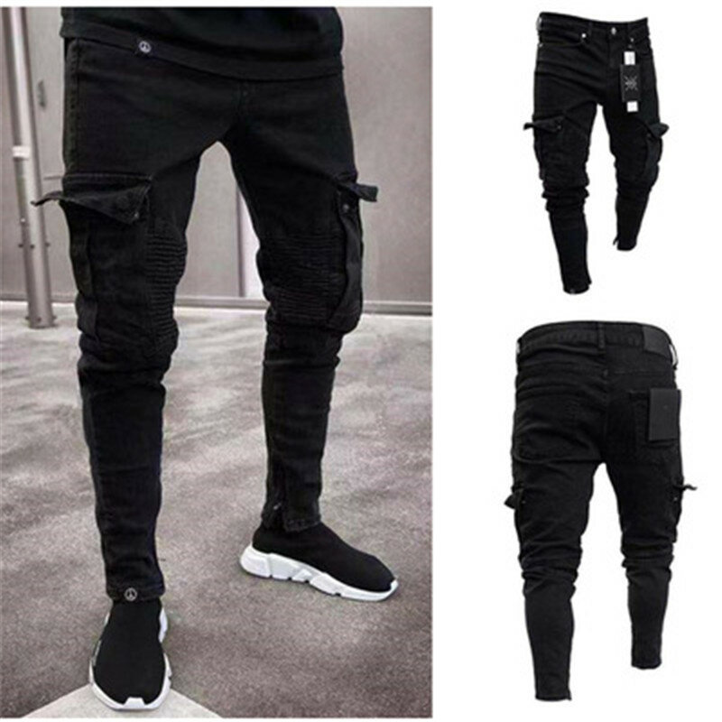 Pantalones vaqueros negros de cintura alta para hombre, Jeans largos ajustados de diseñador, ropa de calle para novio, primavera y verano
