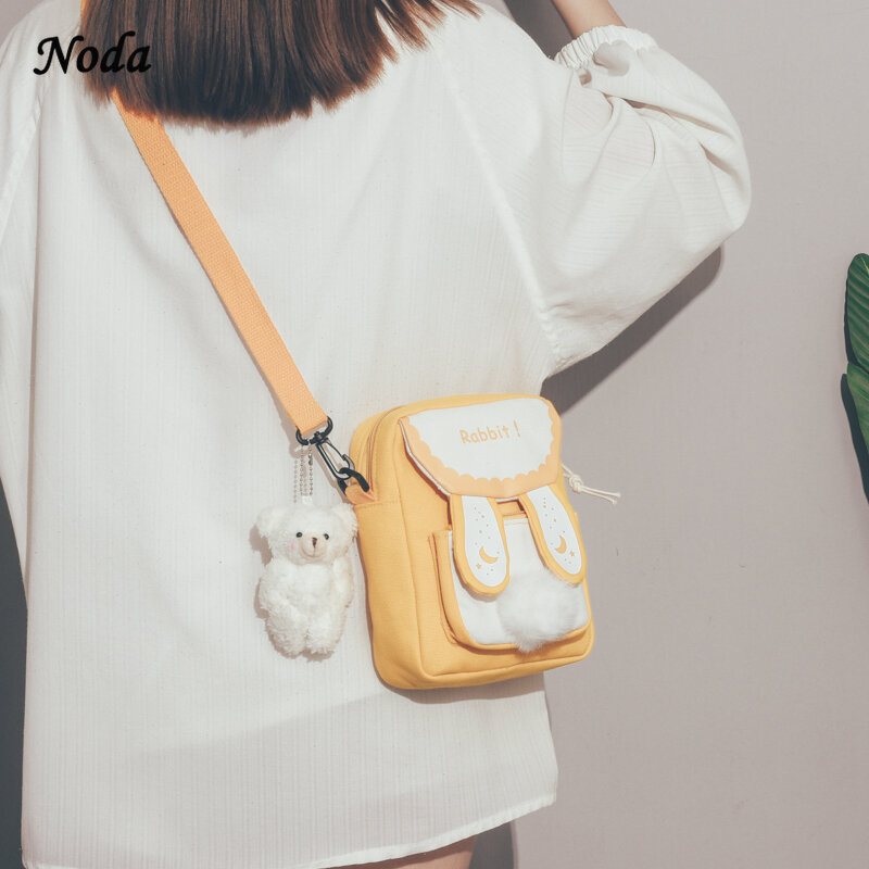 Японская сумка в форме кролика, новинка 2021, модная Корейская холщовая сумка-мессенджер в стиле Ins, Студенческая квадратная сумка на одно пле...
