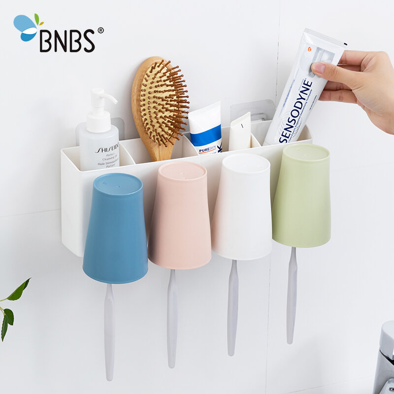 Soporte de pared para cepillos de dientes, caja organizadora para cepillos de dientes, taza, soporte para dentífrico, accesorios de baño