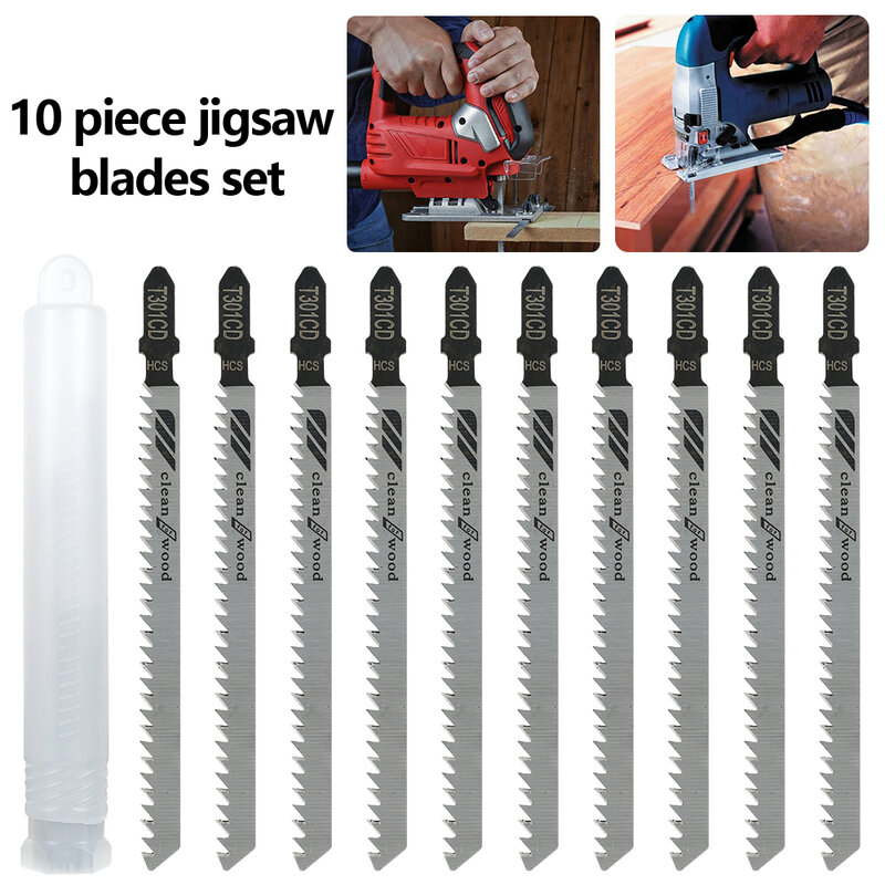 10 Uds hoja de sierra caladora juego de cuchillas para Sierra de madera de Metal de cuchillas de carpintería T301CD cuchillas Multi herramienta