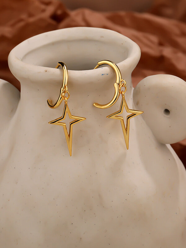 Orecchini pendenti di design a stella cava con croce in argento 925 s 'acciaio regalo per donna 2021 Trend Boho Stones perline accessori gioielli