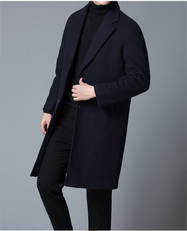 Cappotto di stoffa più edizione Han maschile del nuovo fondo del 2021 cappotto antipolvere paragrafo autunno e inverno cresce In abbigliamento Casual da uomo In lana Clo