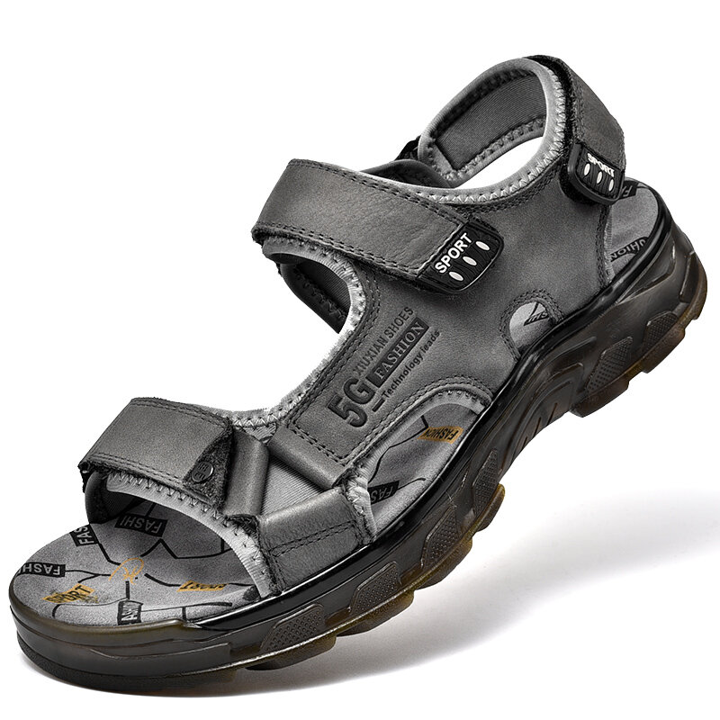 2021 الصيف الرجال أحذية Auqa مقاومة للاهتراء عدم الانزلاق المنبع أحذية ماء الشاطئ الذكور المفتوحة تو جلد طبيعي في الهواء الطلق الصنادل