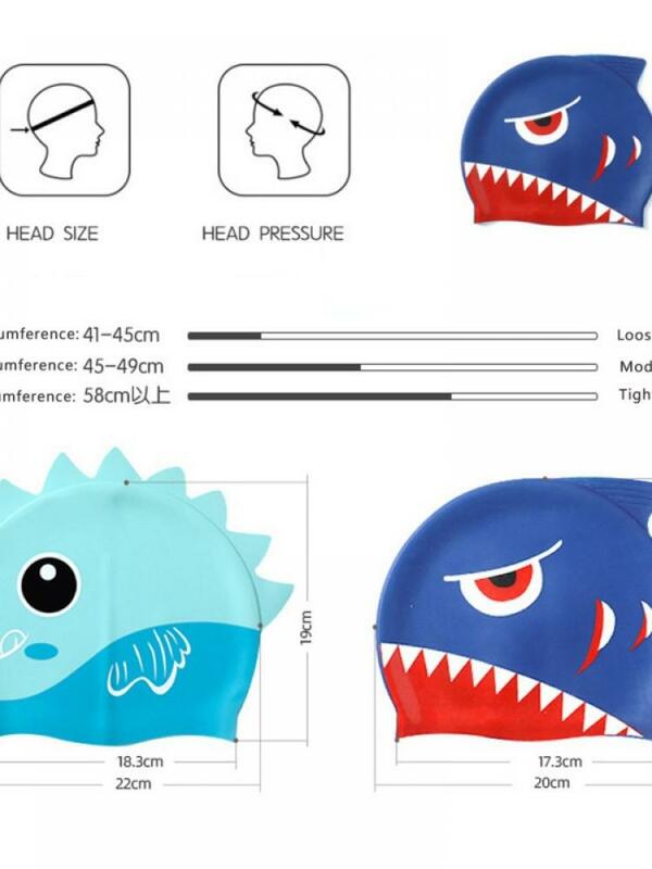 Hot-Selling Children'S Fish Swimming Cap Boys And Girls Silicone Waterproof Ear Protection Swimming Cap Cartoon Diving Cap