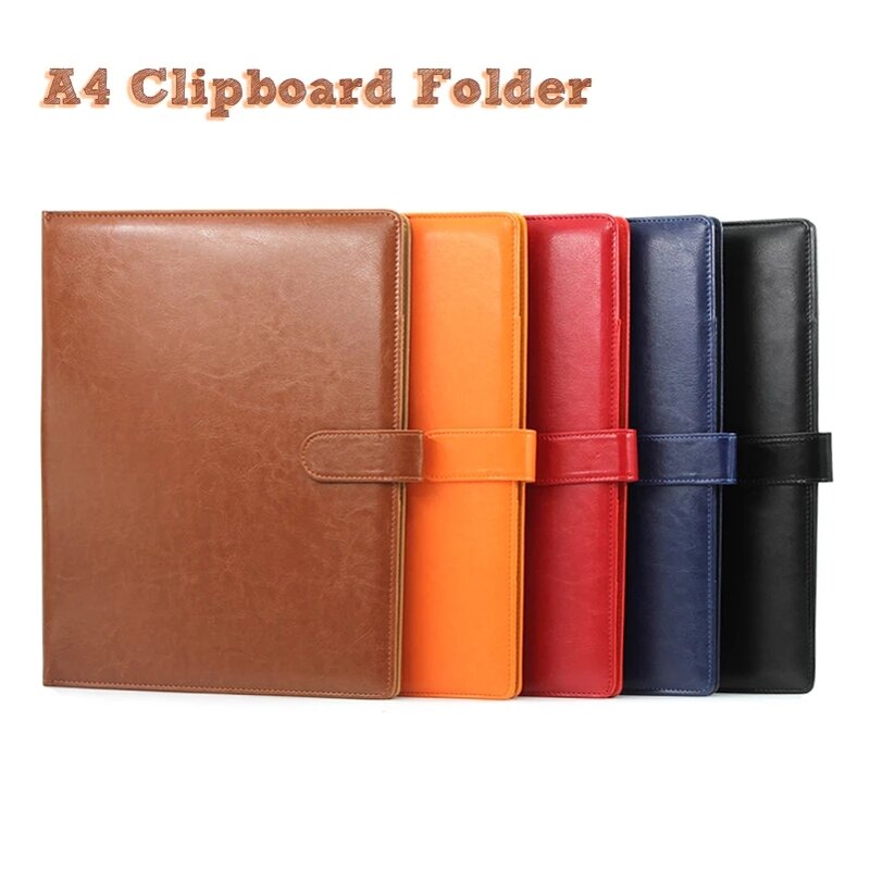 A4 Folder schowka portfel wielofunkcyjny skórzany Organizer solidny menedżer biurowy klips podkładki do pisania legalna umowa papierowa