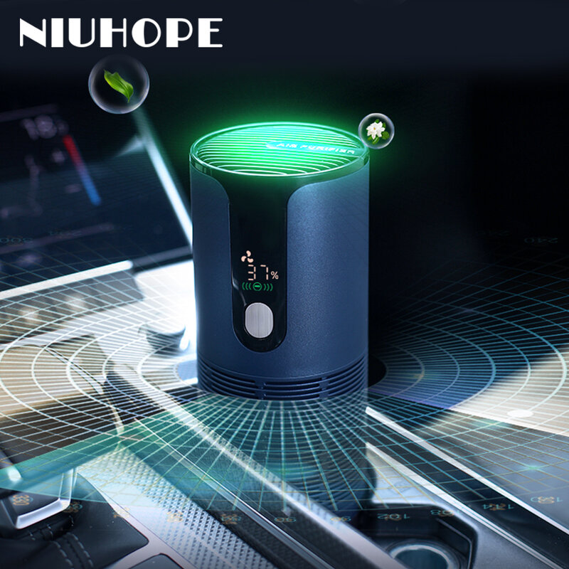 Niuhope-車の空気清浄機,ワイヤレス充電,負イオン,ホルムアルデヒド,ミスト,酸素無害
