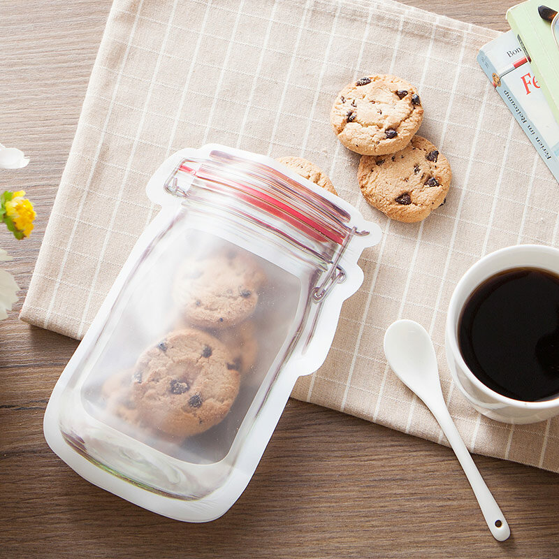 Bolsas de jarras reutilizables para almacenamiento de alimentos, 5 uds., para congelador bolsas herméticas, bolsas con cierre hermético para galletas de caramelo de frutos secos
