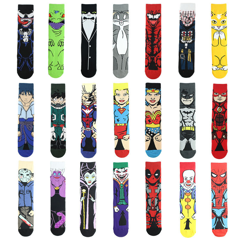 De película Anime calcetines de Hip Hop hombres felices diseño mujeres tendencia Skateboard abstracto tripulación Sokken Unisex Chaussette Homme coincidentes Calcetines