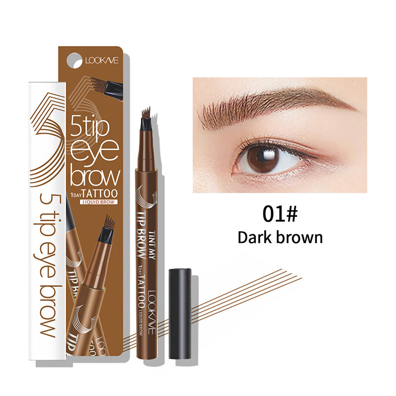 5 Points 3D Liquid Eyebrow Pencil Long-lasting Waterproof Fine-grained Eyebrow Pen Natural Wild Brown Eyes Cosmetics TSLM1