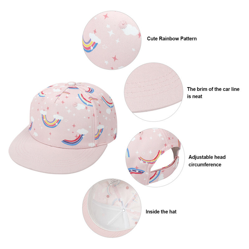 1pc Regenbogen Clound Baumwolle Hip Hop Cap Für Kinder Junge Mädchen Alter 2-8 Headwear Outdoor Casual Tier obst Shark Snapback Hut Baseball