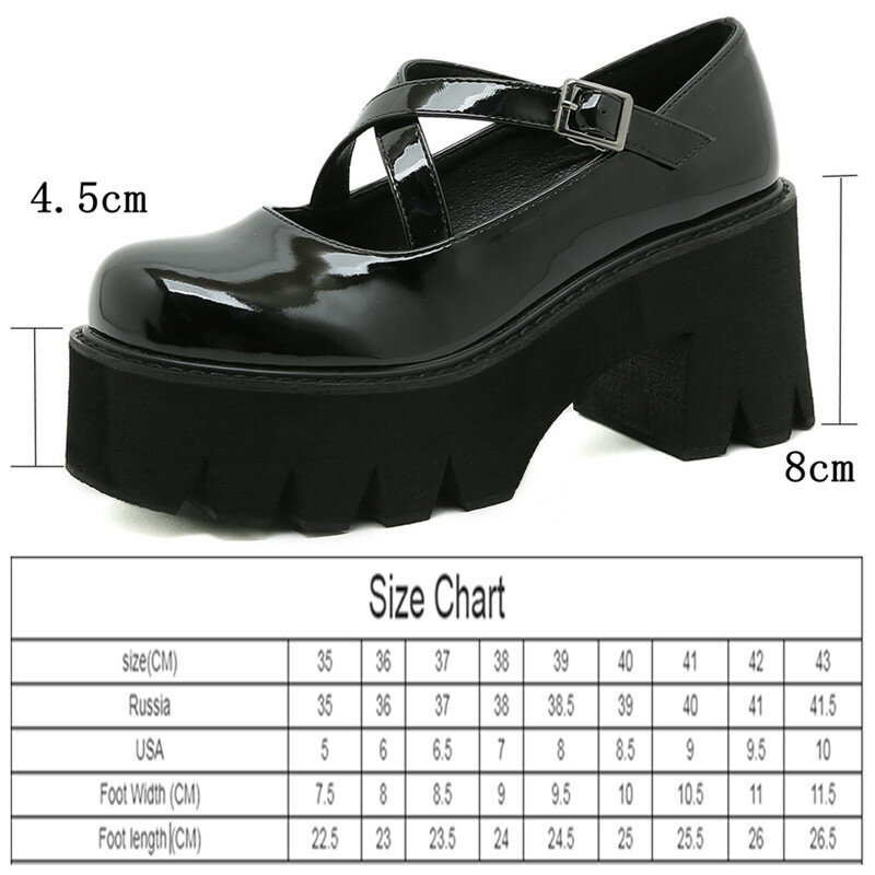 Mary Jane Shoes Women Shallow Mouth New Japanese High-heel College Style Girl Shoes Cross Strap Buckle Platform Women Shoes