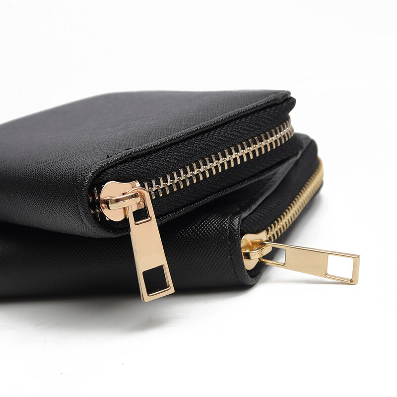 ขายร้อนผู้ถือบัตรผู้หญิงผู้ชายกระเป๋าสตางค์เงินชาย Vintage สีดำสั้นกระเป๋าสตางค์ขนาดเล็กหนั...