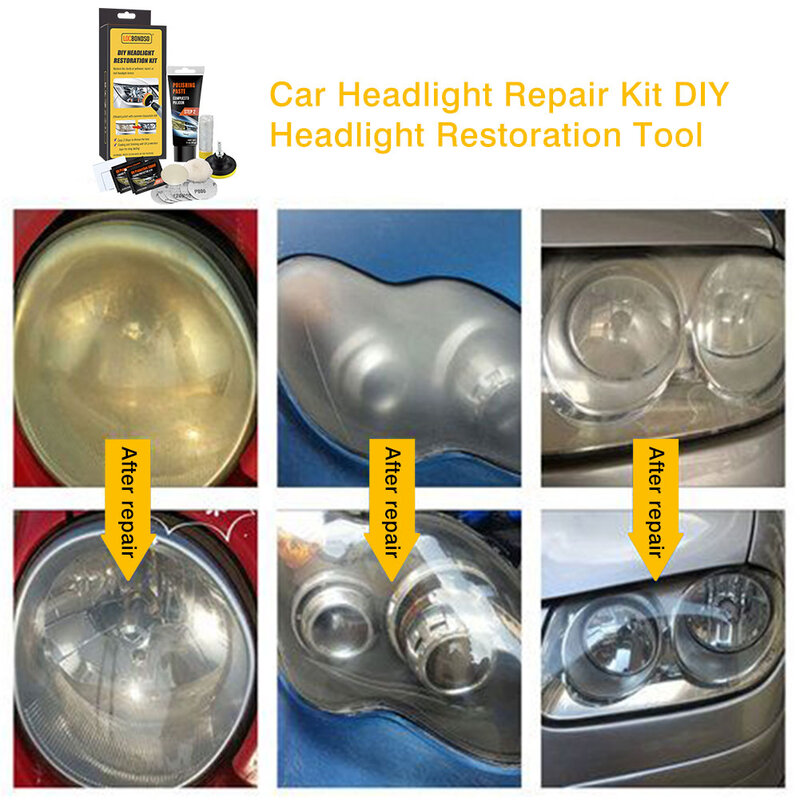 車のヘッドライト修理キット,DIY,車のヘッドライト修理,保護ソリューション,ガラス付き