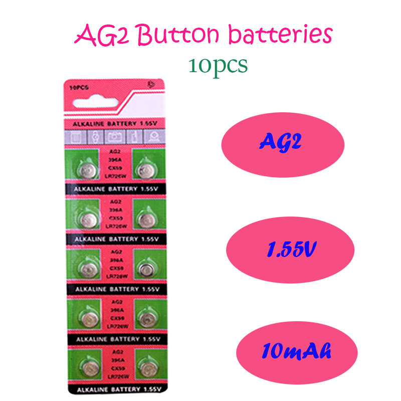 Giá Rẻ 10 Chiếc AG2 Pin Alkaline 1.55V LR726 396 SR726 SR9 196 SG2 726 LR59 Tế Bào Đồng Xu Pin Cho đồng Hồ Đồ Chơi Remoteys Từ Xa