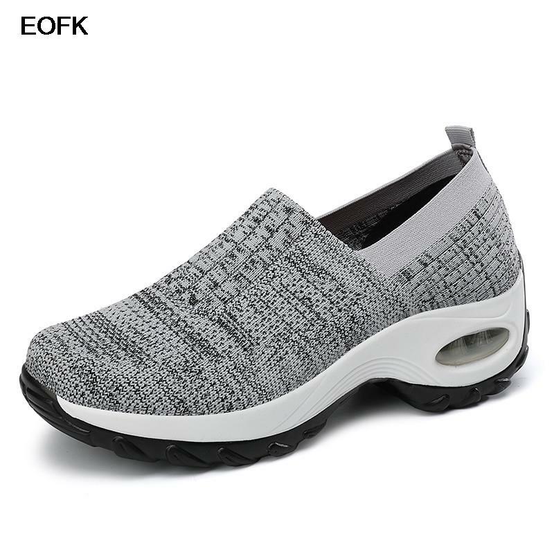 EOFK Women Sneakers Shoes Fabric Slip-On Cushioning Spring Light Weight Soft Comfortable Women's Loafers Flats