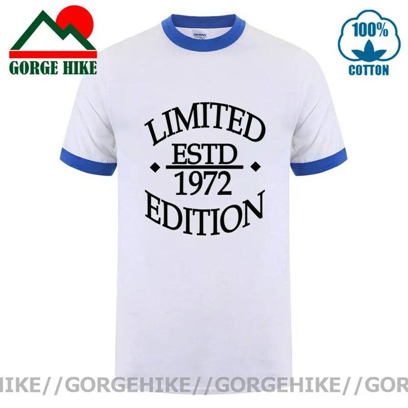 GorgeHike-1972 년생 티셔츠 남성용 코튼 오넥 반팔 1972 년 한정판 티셔츠 생일 선물 티셔츠 탑스 티