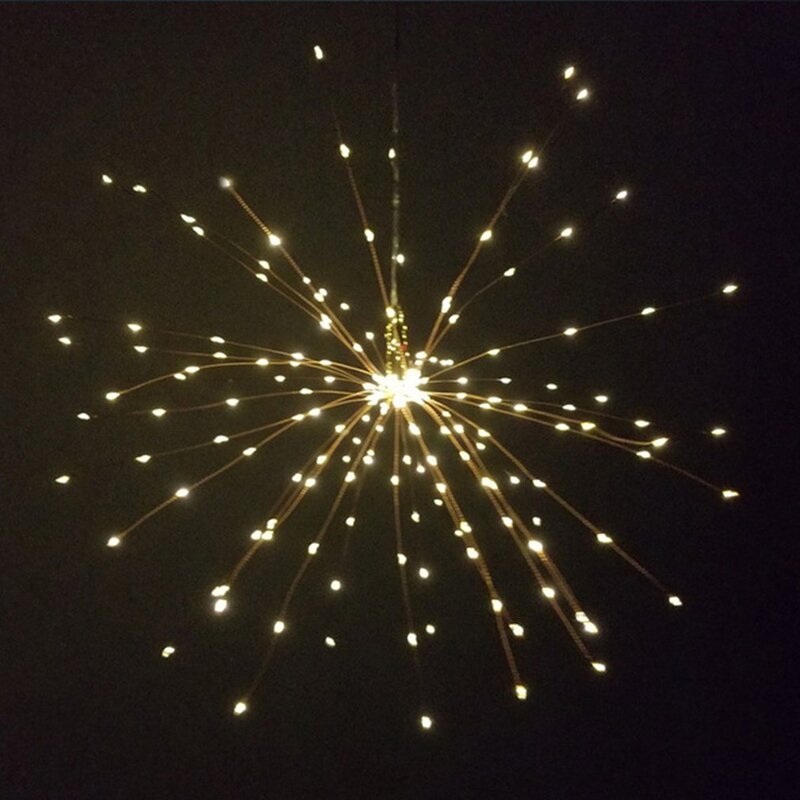 200 led luzes da corda pendurado starburst lâmpada diy fogo de artifício luzes de fadas guirlanda natal festival decoração remoto luzes cintilação