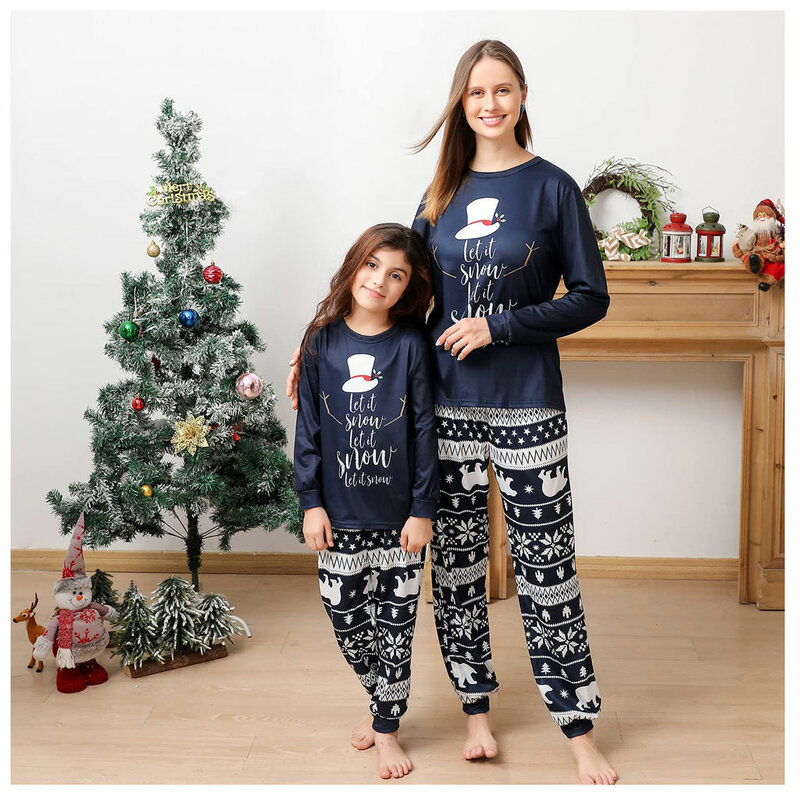 Pjs Natale Famiglia Abbinamento Pigiameria Knit Holiday Mix Match Pigiama PJs Collezione Top e Pantaloni Lunghi Pigiameria Abiti