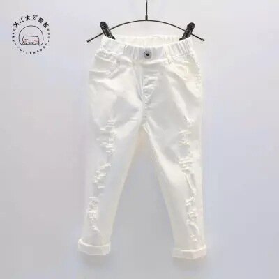 Girls 2020 summer new children's all-match ripped pencil pants jeans  kids dresses for girls  toddler girl pants Appliques