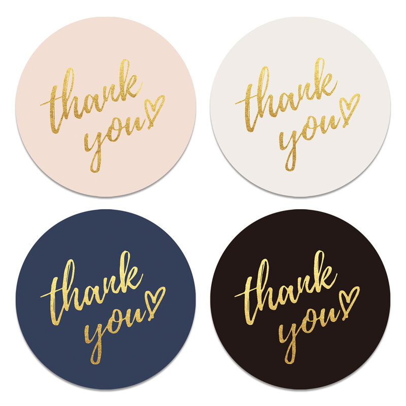 4 ColorsThank You Stickers Seal Labels 50-500PCS Gold Foil Paper Decoration Sticker For Handmade Wedding Gift Labels Stationery