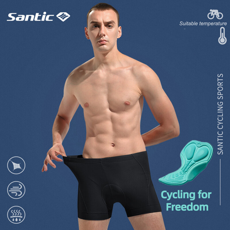 Santic-pantalones cortos de ciclismo, ropa interior acolchada para bicicleta de montaña, con cojín de esponja, Unisex