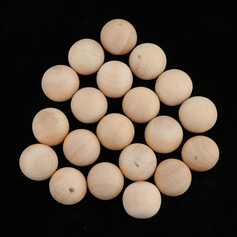 50 Pieces Wooden Beads Natural Color Round Ball Wood Spacer Beads Handmade Crafts Supplies(No Hole)
