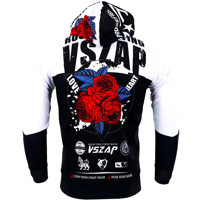 VSZAP-Sudadera con capucha de boxeo para hombre, camisa de tela para gimnasio, artes marciales, Fitness, MMA Rock, chaqueta de entrenamiento, Rosa cálida, otoño