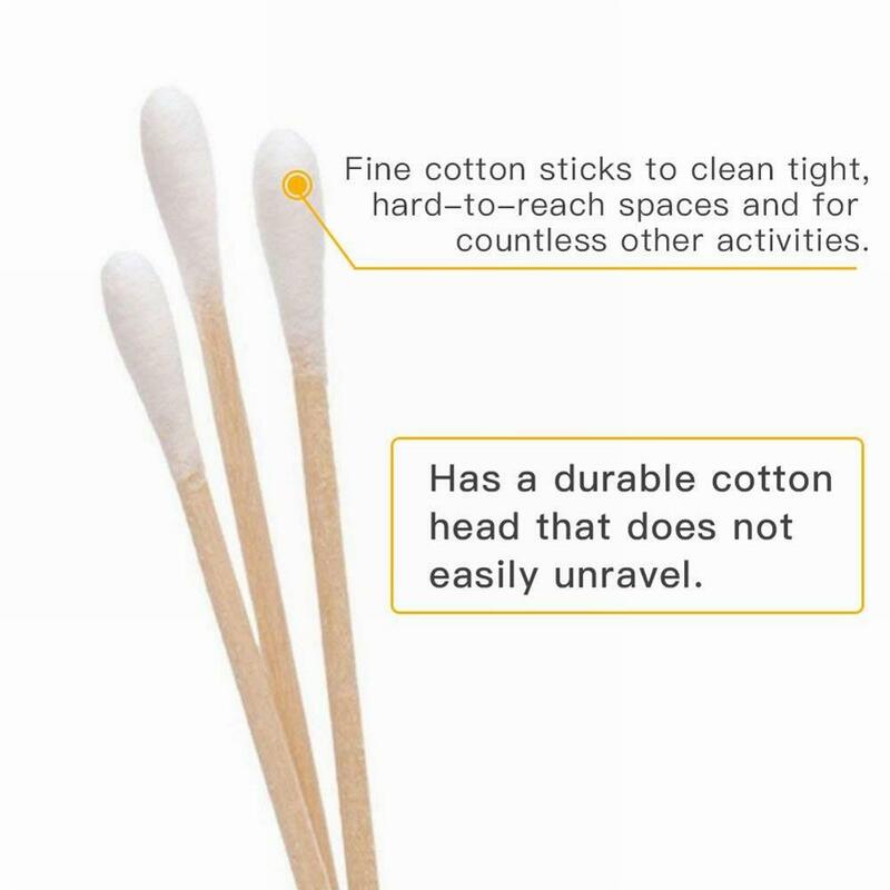 Medical cotton swab Disposable Cotton Swabs Single-End 100/200ct Disposable Cotton Swabs Wooden Stick Cotton Swab Women Makeup