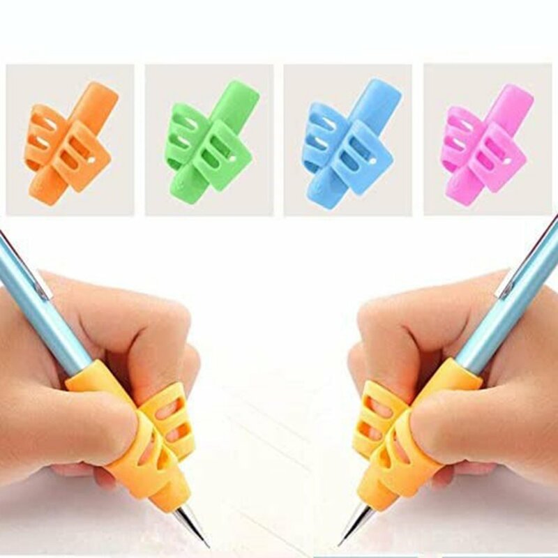 8Pcs/Set Children Pencil Holder Tools Silicone Two Finger Ergonomic Posture Correction Tools Pencil Grip Writing Aid Grip