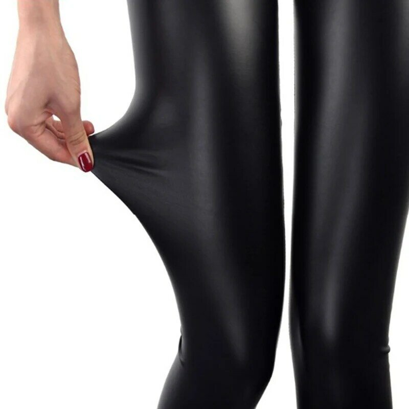 S-5XL nowa jesień 2020 moda Faux Leather matowe spodnie skórzane rozciągliwy Plus rozmiar 4XL 5XL Sexy elastyczne cienkie czarne kobiety legginsy