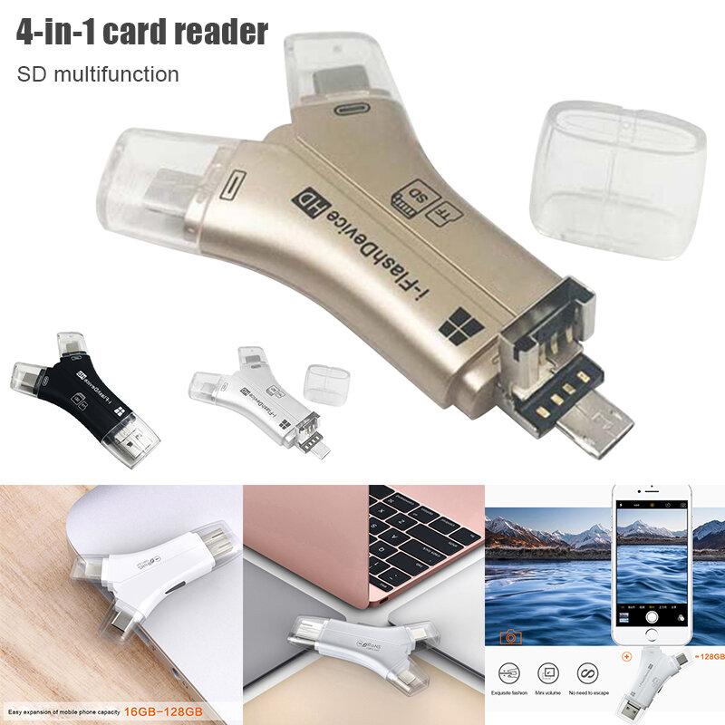 Card Reader Versatile High Speed 4-in-1 SD Card Reader for All Devices Micro SD Memory Card Reader SUB Sale I-flashdevice Drop