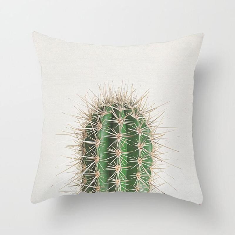 Green Cactus Plant Art Plush Square Decorative Hug Pillow Case Living Room Cushion Cover 45x45 Cm Elegant Stylish Home