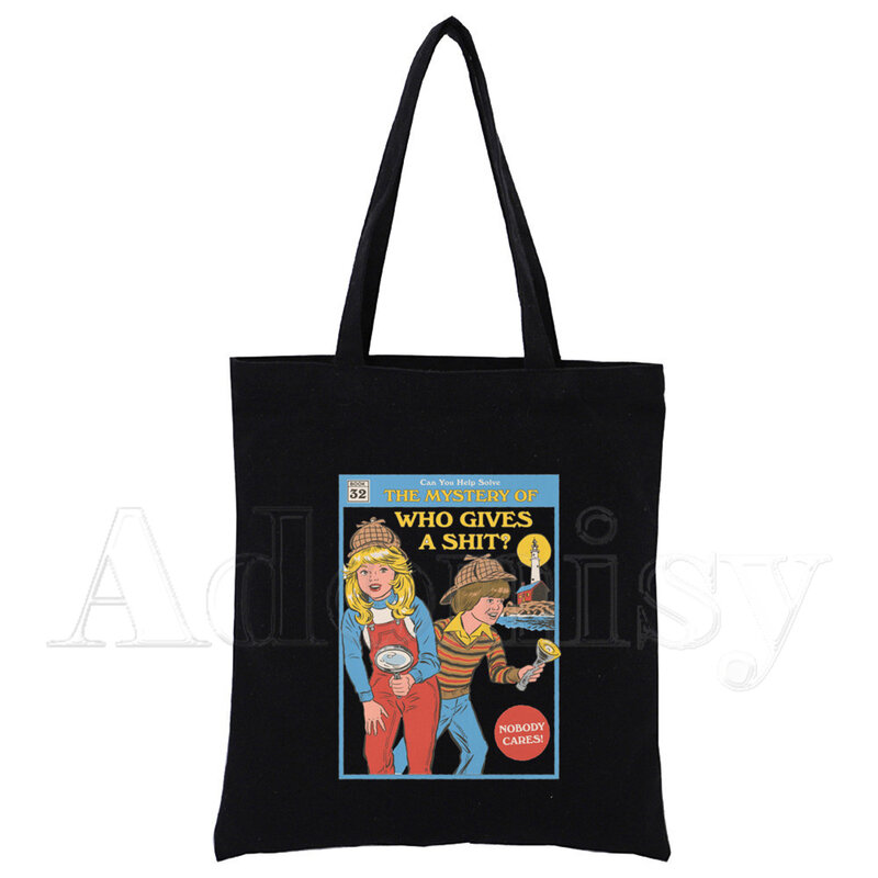 Demon Scary Cartoon Grim Evil Series Custom Tote Bag Design originale nero Unisex borse da viaggio in tela borsa Shopper pieghevole Eco