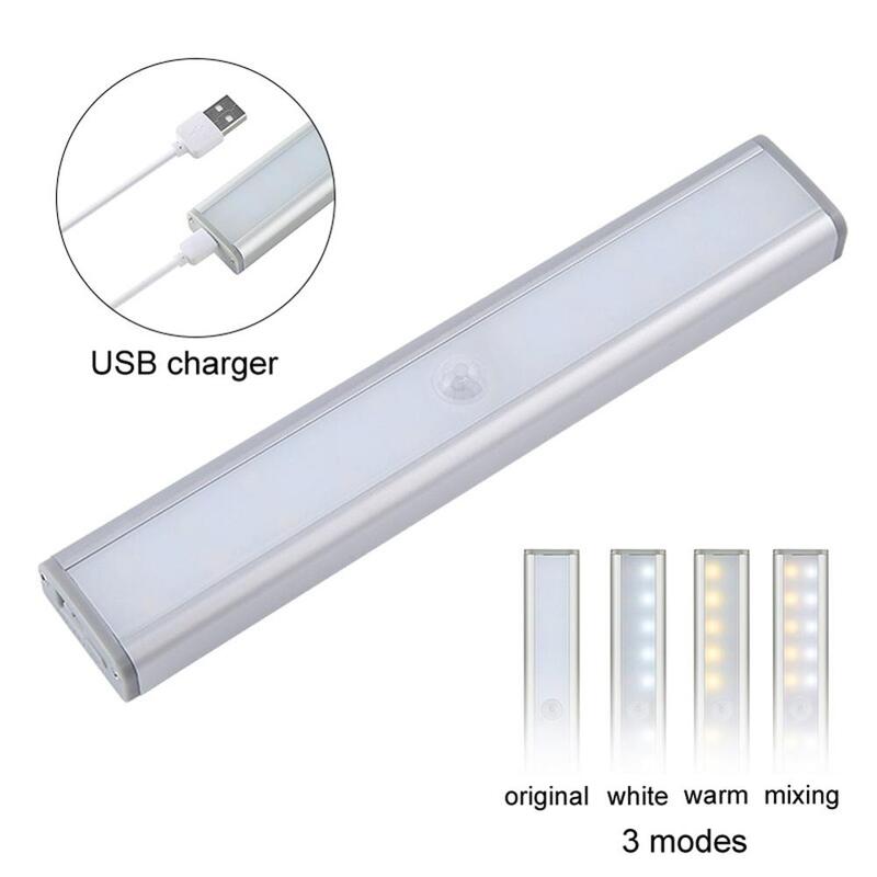 Motion Sensor oświetlenie do szafy 20 diod LED pod światła do szafki, USB akumulator Stick-on schody podświetlenie schodka Bar, bezpieczne światło nocne LED