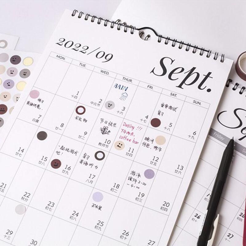 2022ใหม่ที่เรียบง่ายปฏิทินผนังรายเดือน Planner Agenda Organizer Home Office แขวนผนังปฏิทิน Daily Schedule Planner