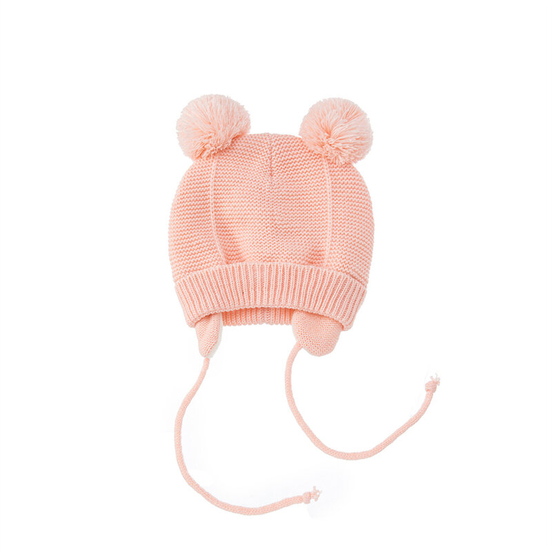 2021ใหม่หมวกถุงมือชุดสำหรับเด็กผู้หญิง Double Ball ฤดูหนาวที่อบอุ่นถักหมวก Warm อบอุ่นน่ารักถุงมือ2Pcs น...
