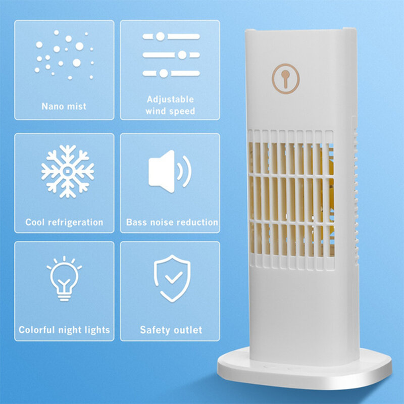 Resfriador silencioso de 400ml, com opções de 3 velocidades, usb, umidificador, purificador, luz, mesa, ventilador para casa